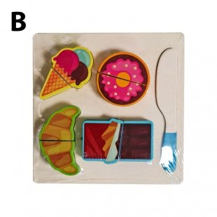 پازل چوبی برش میوه و خوراکی با چاقوی چوبی کد 3894890