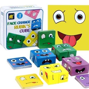 پازل مکعبی چوبی طرح چهره مدل JX307