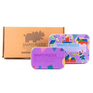 پازل آموزشی تطابق اشکال چوبی رنگ بنفش مدل 100291