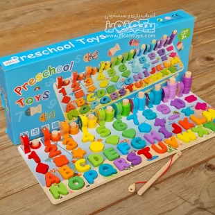 اسباب بازی چوبی تخته لگاریتمی مونته سوری 10 در 1 اعداد و حروف کد 28831