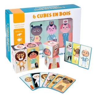 پازل مکعبی چوبی 6 عددی طرح مشاغل کد 3994649