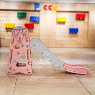 سرسره کودک هپی صورتی با حلقه بسکتبال کد P/PS5147/A