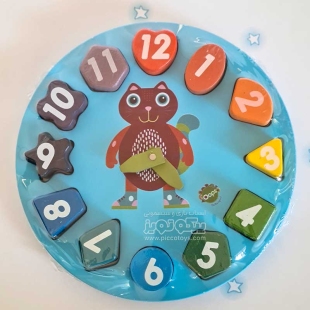 ساعت آموزشی چوبی اوپس طرح گربه کد P/1400630/A