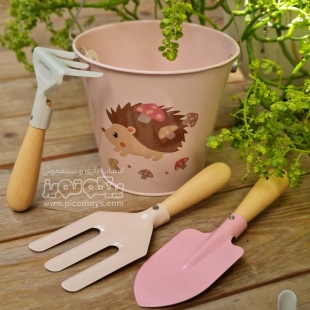 اسباب بازی ست باغبانی با سطل فلزی پیکاردو صورتی کد P/BZ-43-B/G