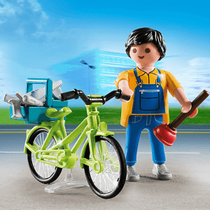 پسر دوچرخه سوار پلی موبيل مدل handyman with bike pm 4791