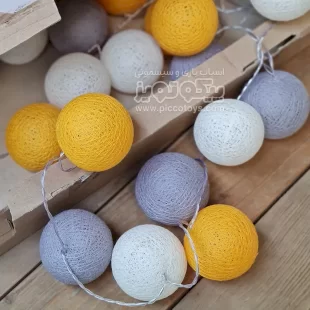 ریسه توپی کنفی زرد خاکستری سفید مدل 4039875