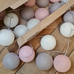 ریسه توپی کنفی خاکستری صورتی سفید مدل 4039859