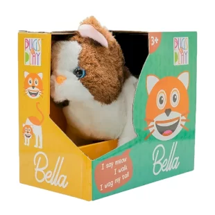 عروسک پولیشی رباتیک مدل Bella گربه قهوه ای سفید موزیکال کد STPAP07