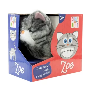 عروسک پولیشی رباتیک مدل Zoe گربه خاکستری موزیکال  کد STPAP09