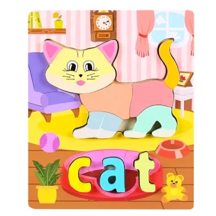 پازل چوبی جاگذاری آموزشی طرح گربه کد P/4098/CA