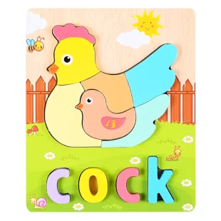 پازل چوبی جاگذاری آموزشی طرح خروس کد P/4098/CO