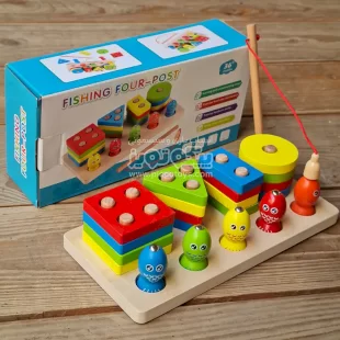 اسباب بازی چوبی مونته سوری و ماهیگیری آهنربایی مدل 6675