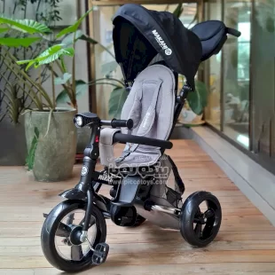 سه چرخه کودک با سایبان کیکابو رنگ مشکی طوسی مدل Kikka Boo Nikki Makani کد 31006020109