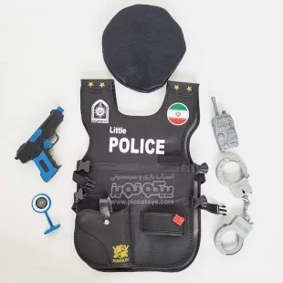 لباس مشاغل کودک جلیقه پلیس با تفنگ آبی