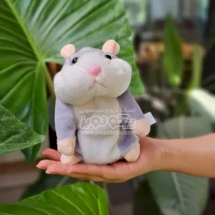 عروسک پولیشی رباتیک مدل Aggy همستر سفید خاکستری موزیکال و سخنگو کد STPAP18