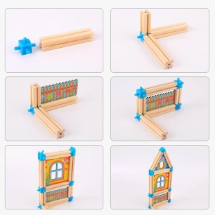 اسباب بازی ساختنی بلوک چوبی 268 تکه مدل قصر چوبی کد BLLN3508