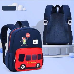 کوله پشتی بچه گانه سورمه ای طرح اتوبوس قرمز کد 4164323