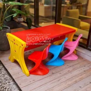 میز کودک مستطیل  6 نفره قرمز مدل p/van110/gh
