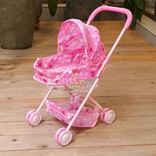 کالسکه عروسک سایبان دار چیپولینو صورتی پروانه دار  Chipolino کد KZKGI02201BU