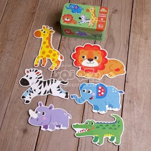 پازل با قوطی فلزی مدل حیوانات جنگلی کد 980081B