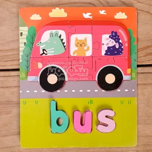 پازل چوبی جاگذاری آموزشی طرح اتوبوس کد P/4215/BU