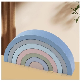 پازل رنگین کمان چوبی سایز کوچک رنگ صورتی سبز کد P/QT07/F