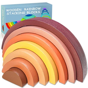 پازل رنگین کمان چوبی  سایز کوچک رنگ زرد قهوه ای کد P/QT07/B