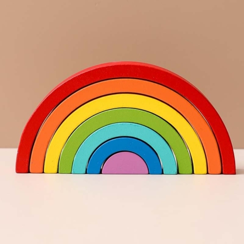 پازل رنگین کمان چوبی سایز کوچک رنگ سبز زرد کد P/QT07/C