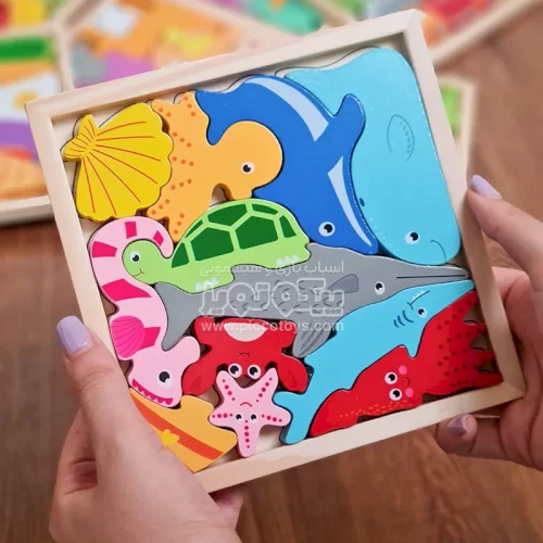 کاتامینو پازل چوبی طرح حیوانات دریایی کد P/ZX0489/HD