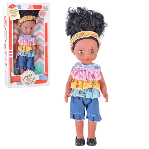 عروسک دخترانه 34 سانتیمتری با پیراهن گلدار کد 2488A