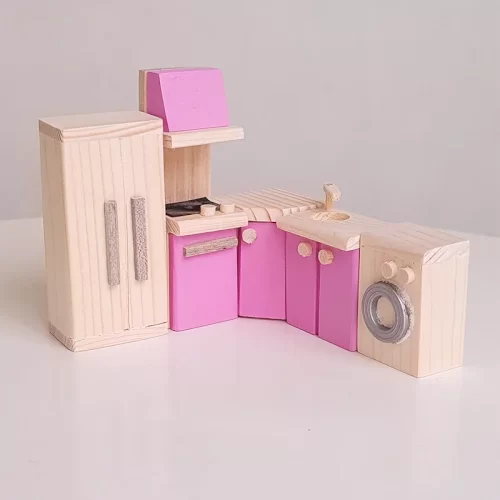 اسباب بازی چوبی ست وسایل خانه عروسکی مدل آشپزخانه
