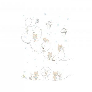 پرده اتاق کودک saint clair خرس و خرگوش کاروسل آبی کد 115099