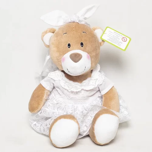 عروسک پولیشی خرس با لباس عروس کد AF100126A