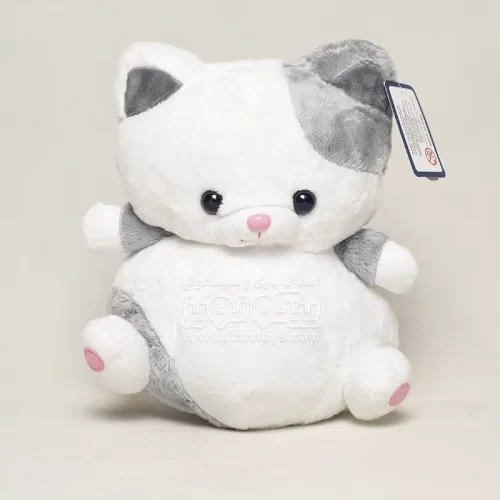 عروسک پولیشی گربه سفید طوسی کد AF100215A