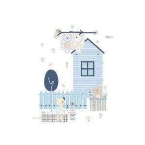 پرده اتاق کودک saint clair کلبه خرسی بیمبی آبی کد 115096