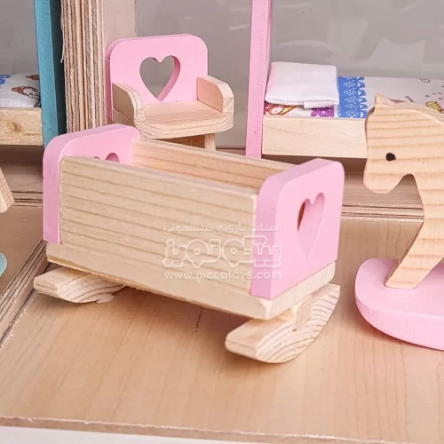 اسباب بازی چوبی ست وسایل خانه عروسکی  اتاق خواب کودک