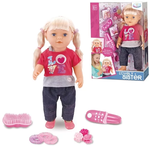 عروسک دخترانه وارم بیبی با شیشه شیر و لوازم آرایش مو Warm Baby کد WZJ0152