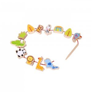 اسباب بازی چوبی نخ و مهره باغ وحش classic world  مدل 3632