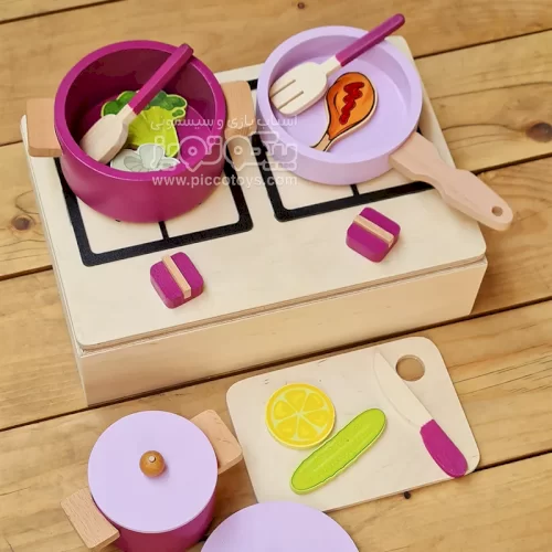 ست آشپزی چوبی کودک رنگ بنفش P/GT716/PU