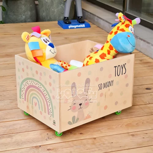 باکس چوبی چرخدار پوپولوس طرح خرگوش رنگین کمانی کد 10820