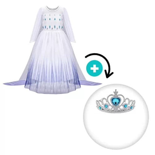 لباس پرنسس السا 2 به همراه تاج  رنگ سفید کد 111180