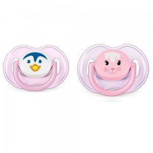 پستانک 0-6 ماه طرح حیوانات آبی،صورتی 18233 avent