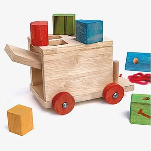 اسباب بازی چوبی کشیدنی مدل ماشین جاگذاری اشکال کد 900221