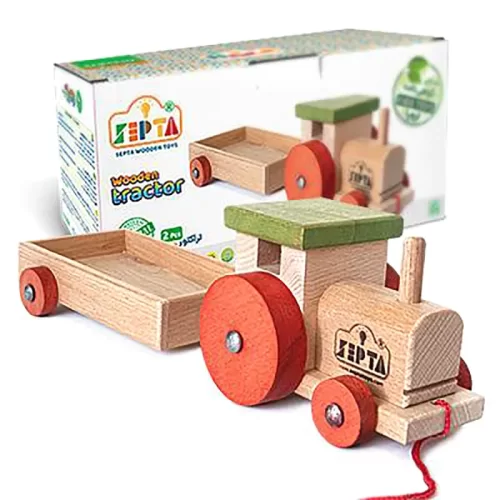 اسباب بازی چوبی کشیدنی مدل تراکتور نخ کش کد 900214