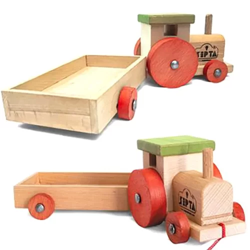 اسباب بازی چوبی کشیدنی مدل تراکتور نخ کش