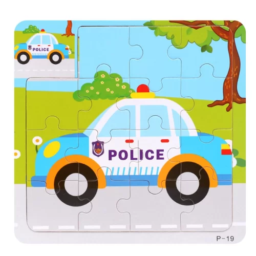 پازل چوبی کودک مدل ماشین پلیس کد 44P19