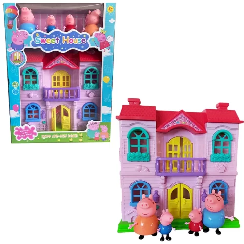 فیگور 4 عددی خانواده پپاپیگ همراه خانه ویلایی کد 5806A