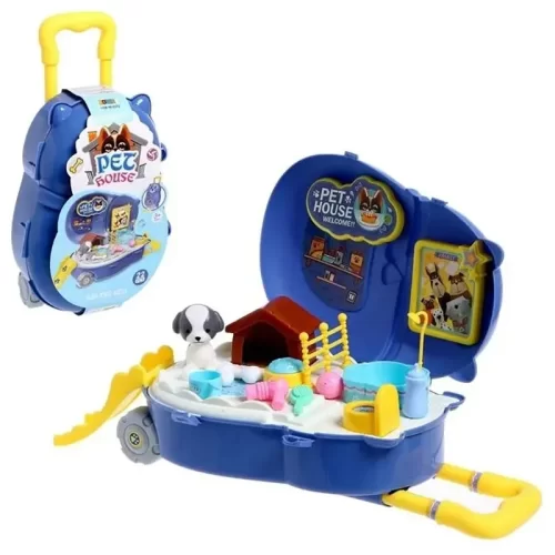اسباب بازی خانه سگ چمدانی سری پت هاوس رنگ آبی  کد 8372