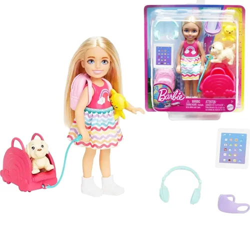 عروسک باربی کودک با سگ و کوله پشتی مدل HJY17