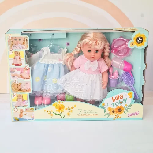 عروسک دخترانه جیشی موزیکال با پیراهن صورتی و لوازم کد W88208D3